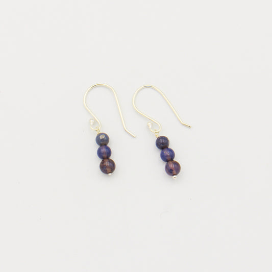 Leland Blue 3 Bead Sterling Earrings