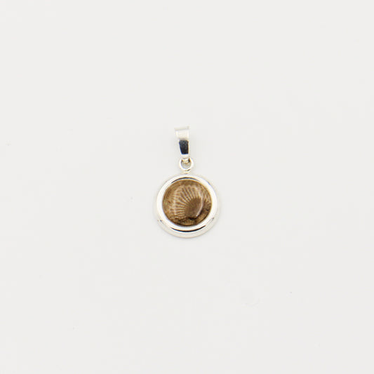 Petoskey Stone Round Thick Bezel Sterling Pendant