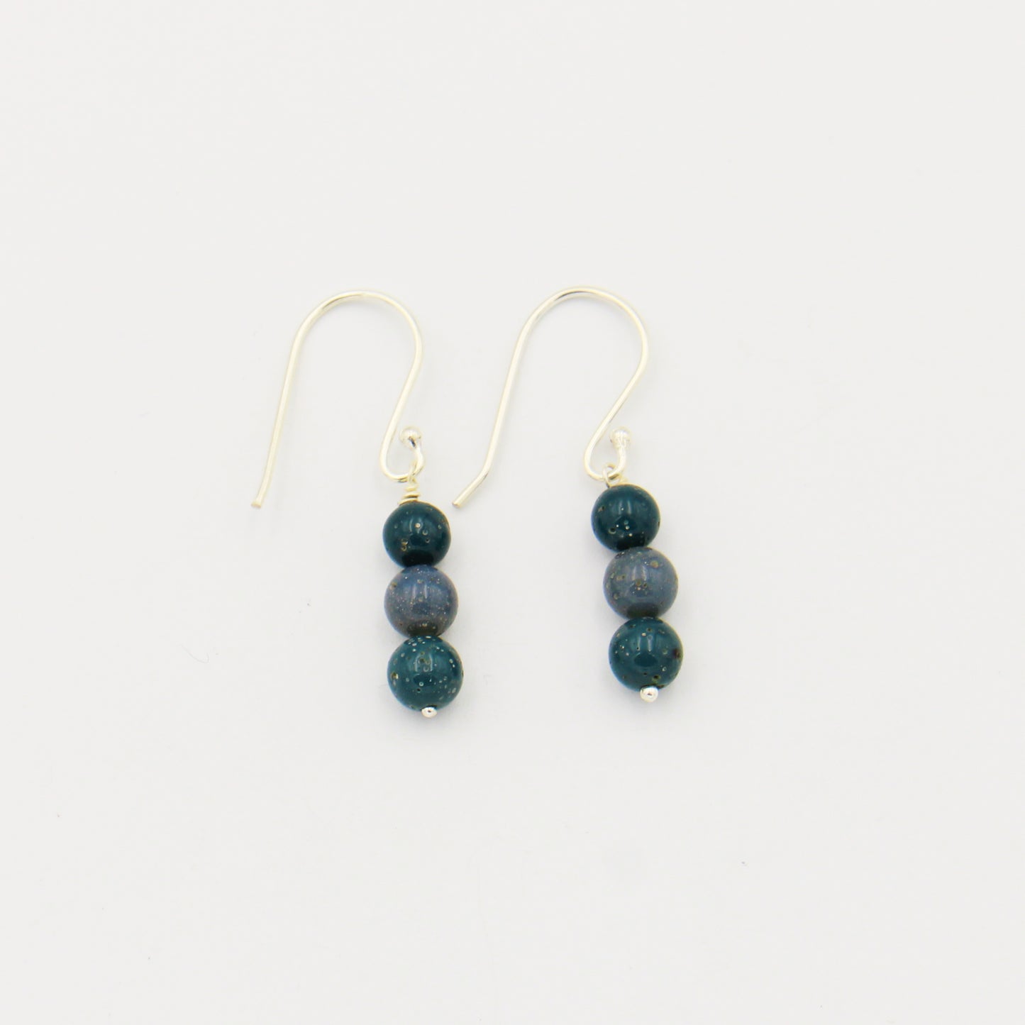 Leland Blue 3 Bead Sterling Earrings