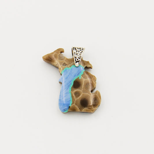 Michigan Petoskey & Leland Blue Pendant