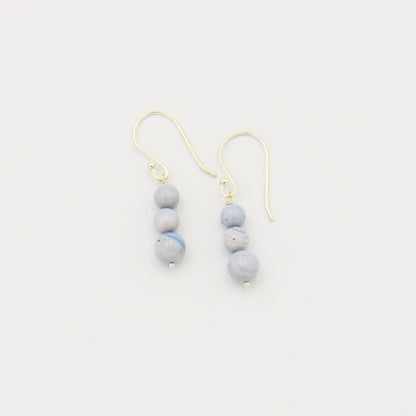 Leland Blue 3 Bead Sterling Earrings