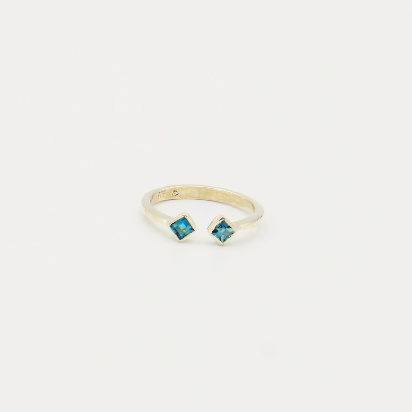 London Blue Topaz Two Tiny Squares Sterling Ring