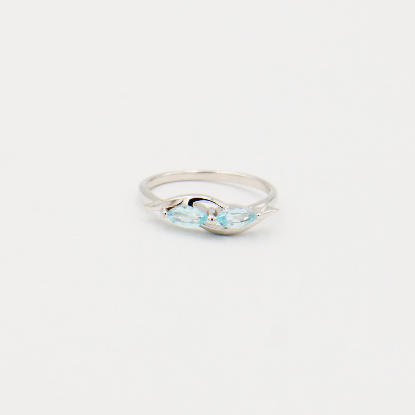 Blue Topaz Double Marquise Dainty Sterling Ring Size 7