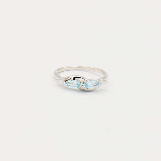Blue Topaz Double Marquise Dainty Sterling Ring Size 7