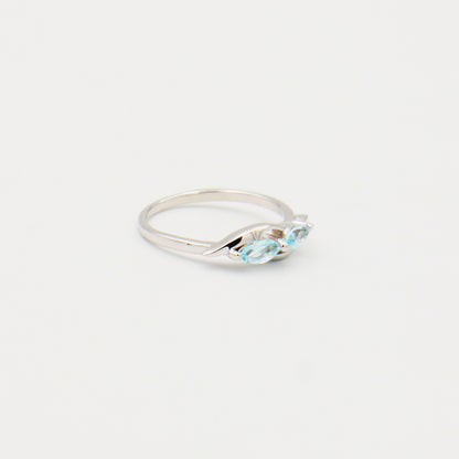 Blue Topaz Double Marquise Dainty Sterling Ring Size 7