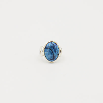 Leland Blue Oval Loop Band Sterling Ring Size 6