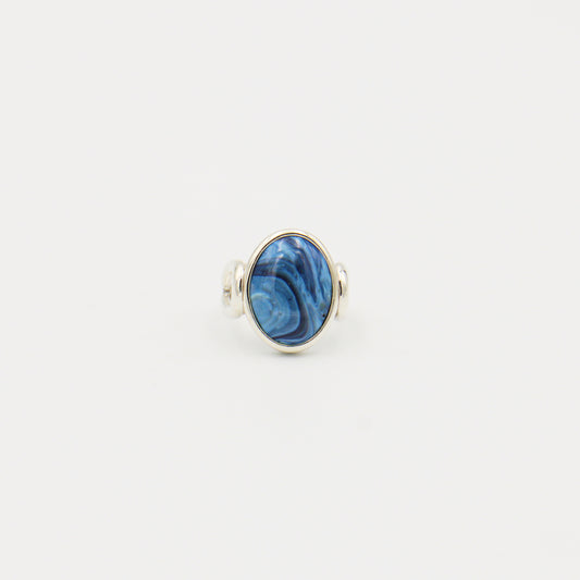 Leland Blue Oval Loop Band Sterling Ring Size 6