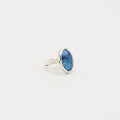 Leland Blue Oval Loop Band Sterling Ring Size 6
