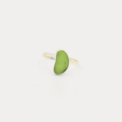 Beach Glass Ice Green Bean Sterling Ring Size 8