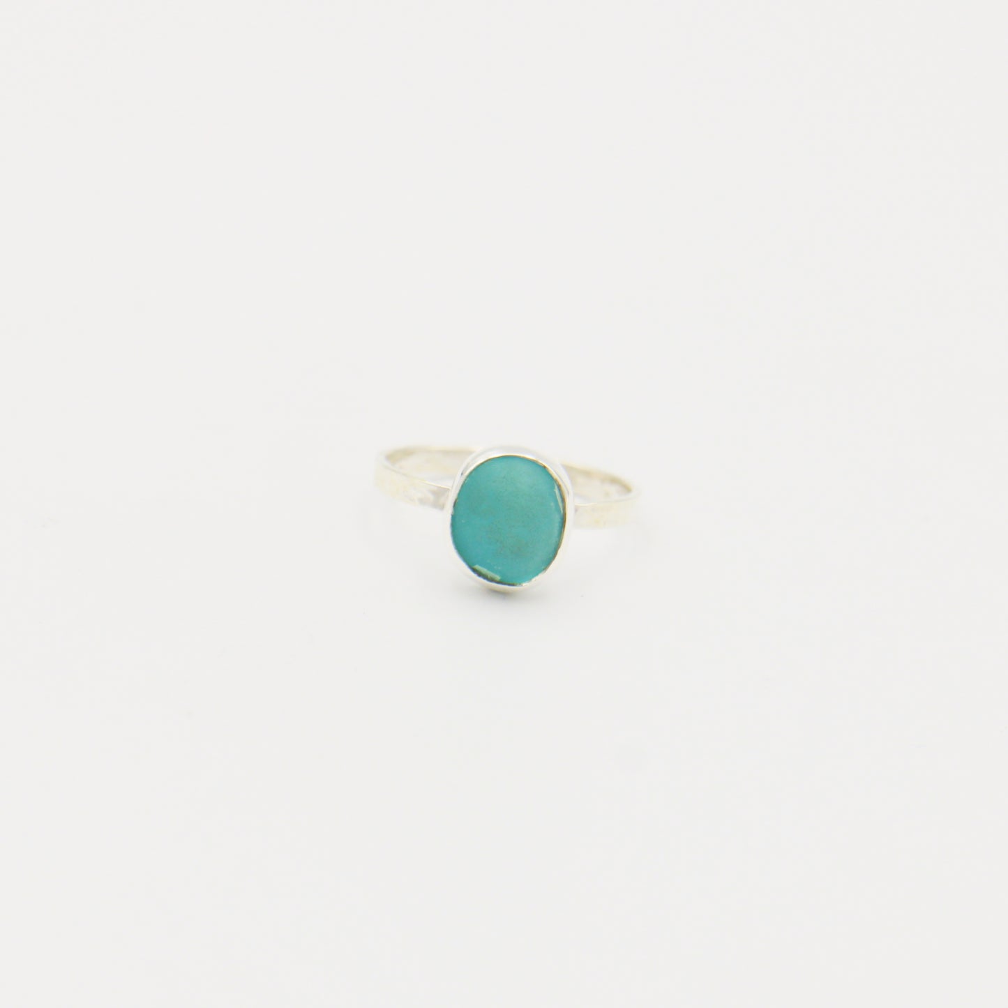 Beach Glass Ice Blue Ovoid Sterling Ring Size 6