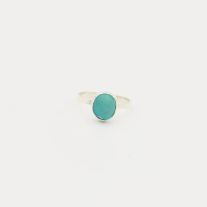 Beach Glass Ice Blue Ovoid Sterling Ring Size 6