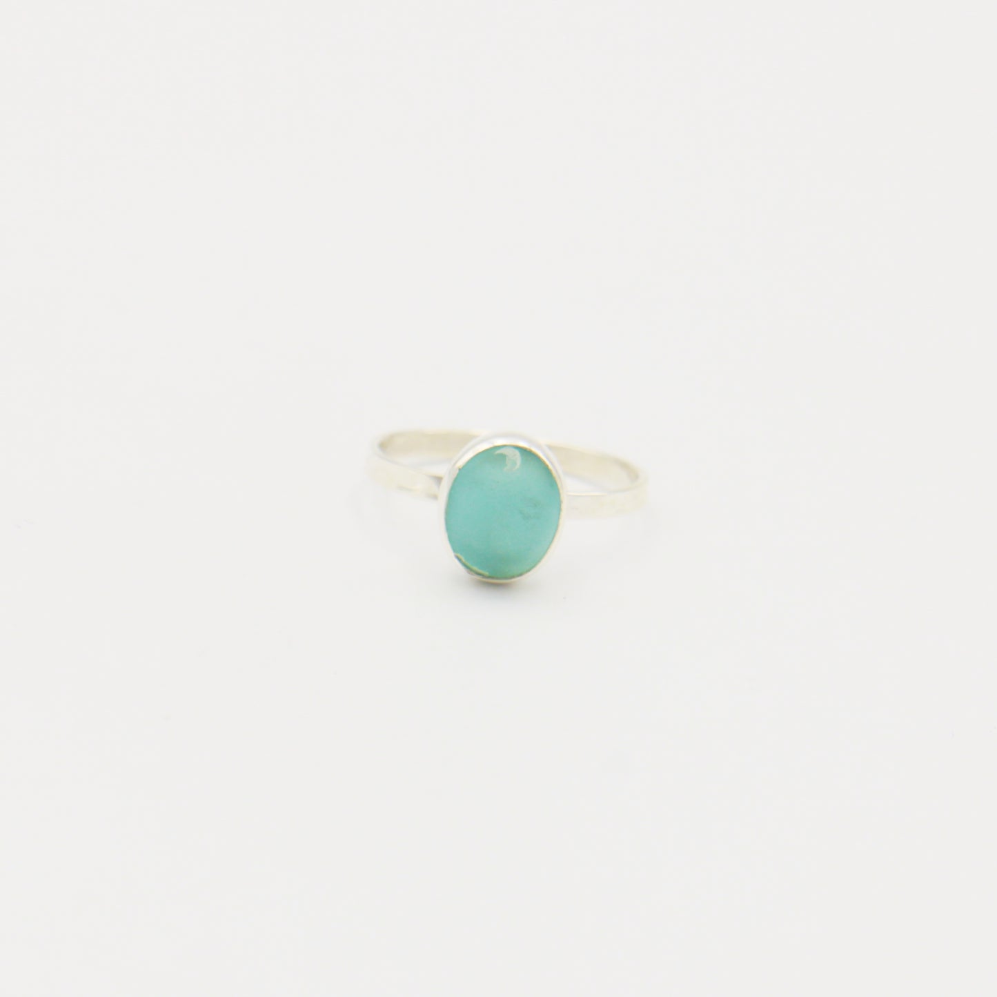 Beach Glass Ice Blue Oval Sterling Ring Size 7