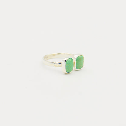 Turquoise Double Rectangle Sterling Ring Size 7