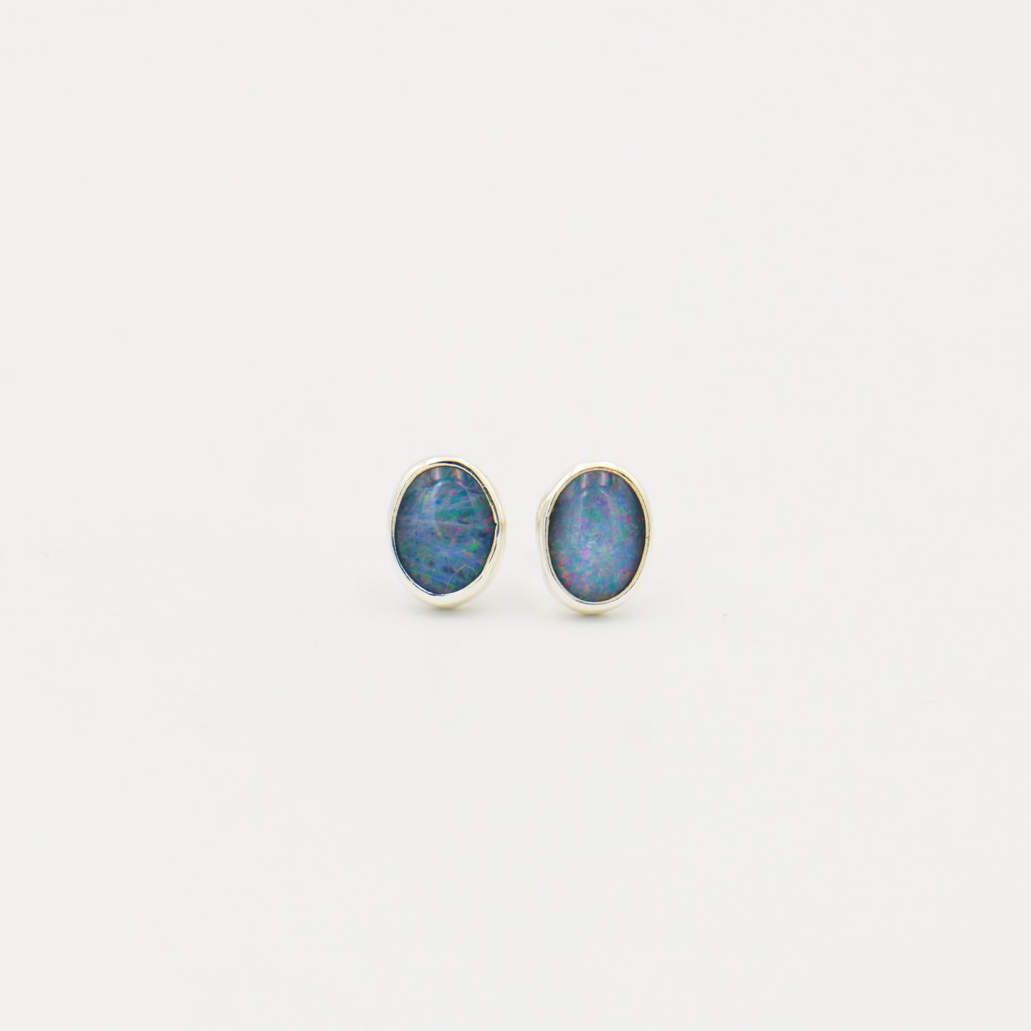 Australian Opal Oval Sterling Studs