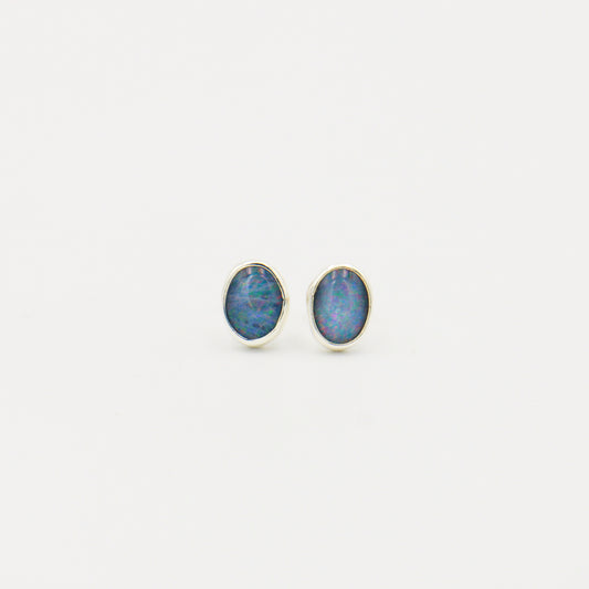 Australian Opal Oval Sterling Studs