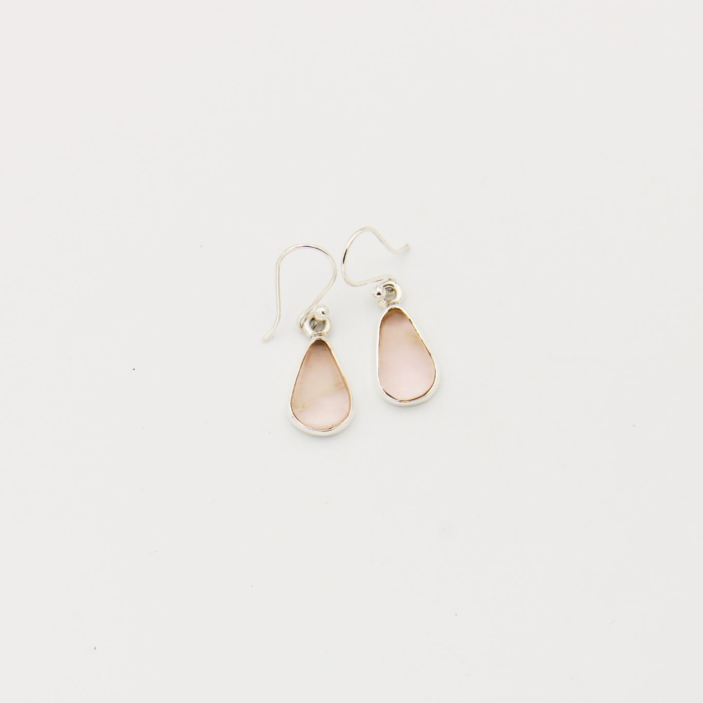 Beach Glass Small Pink Teardrop Sterling Earrings
