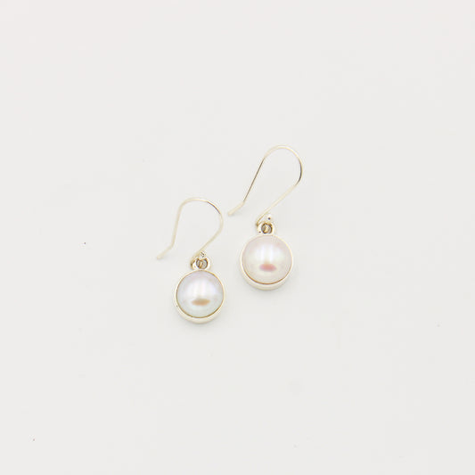 Pearl Round Drop Sterling Earrings