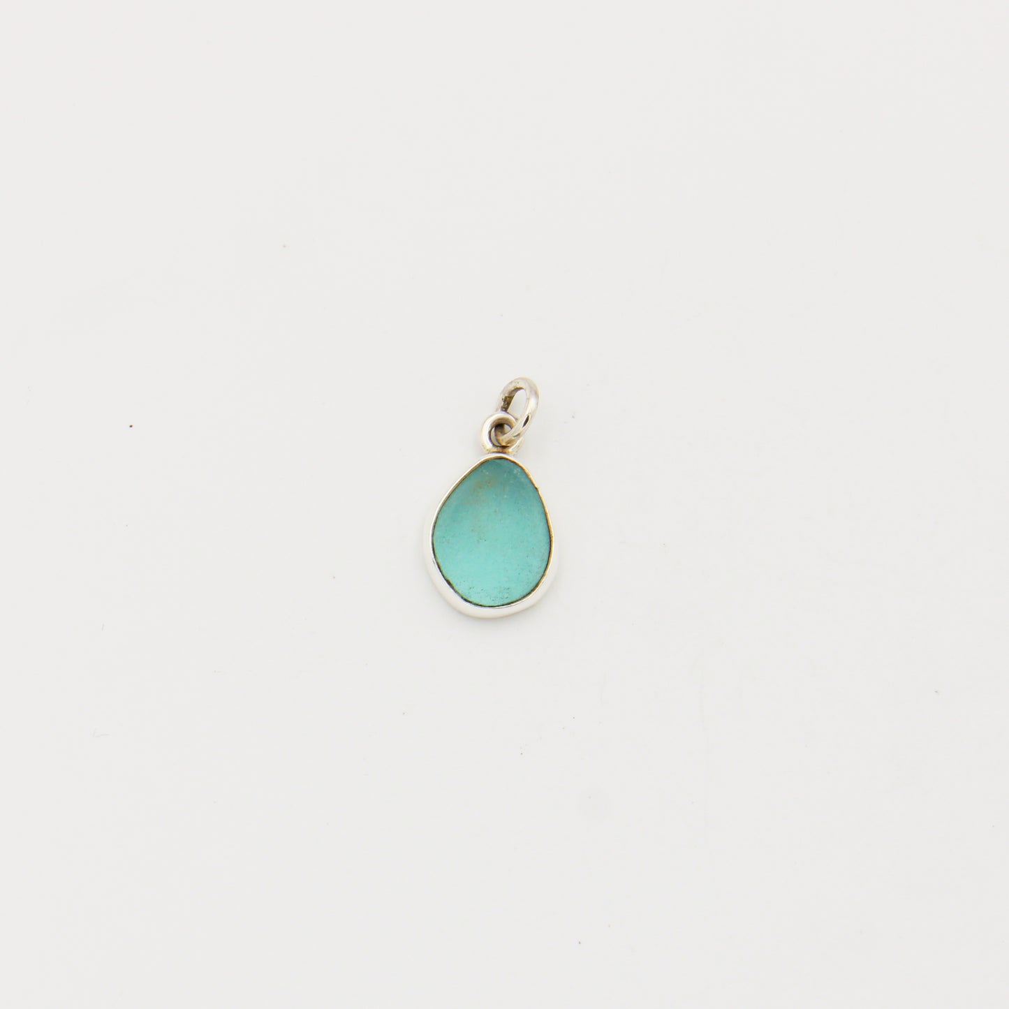 Beach Glass Aqua Oval Sterling Pendant