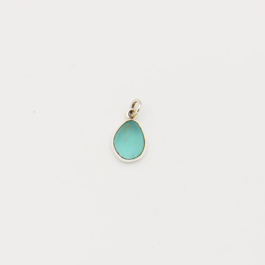Beach Glass Aqua Oval Sterling Pendant
