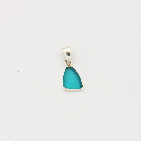 Beach Glass Aqua Ovoid Sterling Pendant