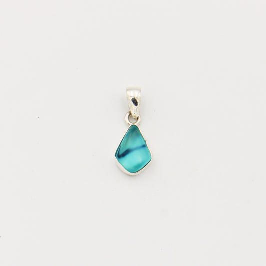 Beach Glass Aqua Pear Sterling Pendant