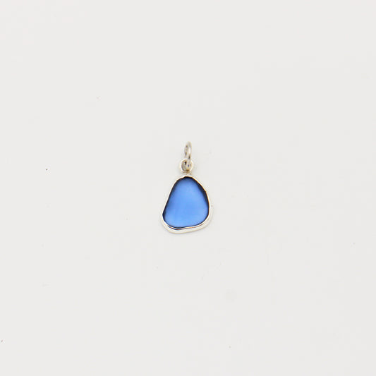 Beach Glass Blue Ovoid Sterling Pendant