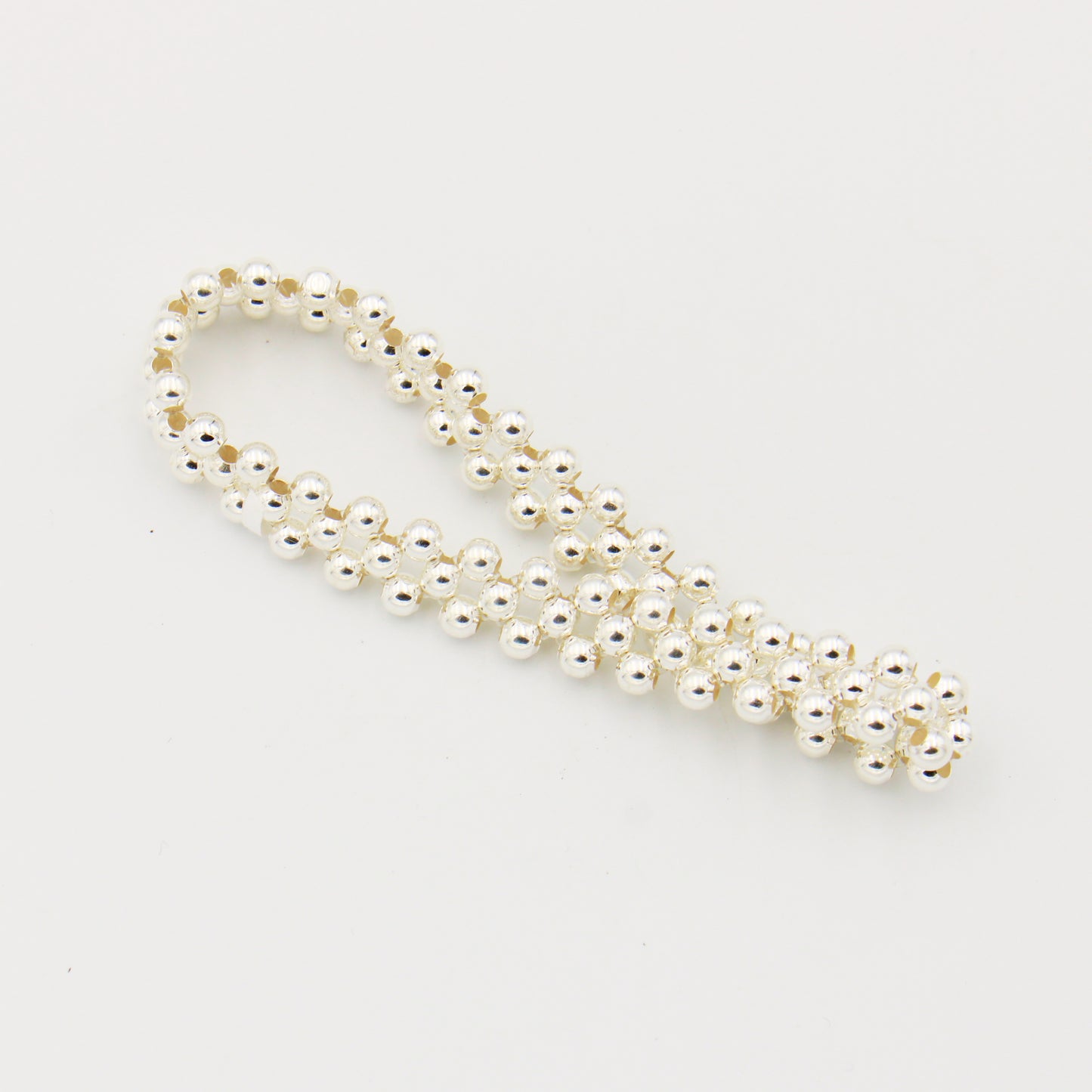 Sterling Silver Triple Bead Stretch Bracelet - Medium