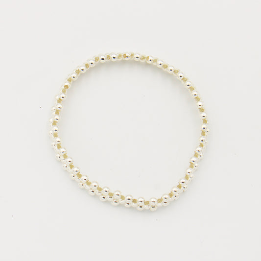 Sterling Silver Triple Bead Stretch Bracelet - Small