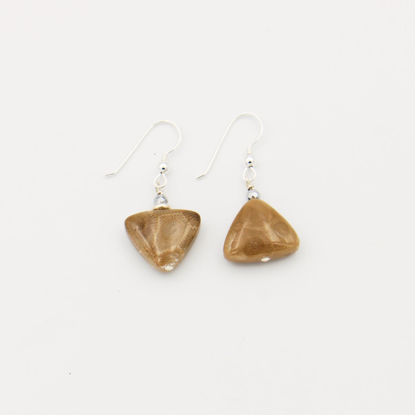 Petoskey Triangle Drilled Earrings