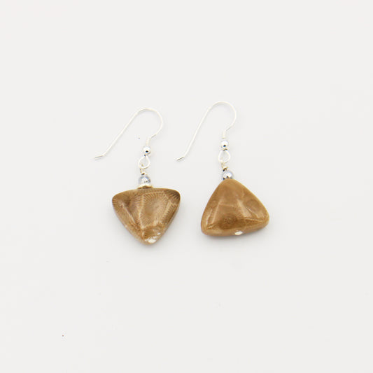 Petoskey Triangle Drilled Earrings