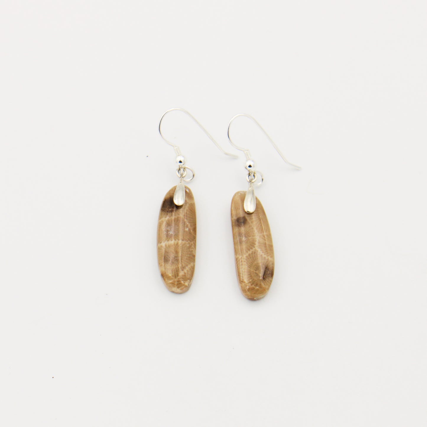 Petoskey Thin Oval Slice Sterling Earrings