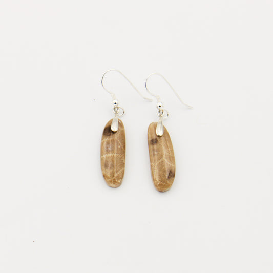 Petoskey Thin Oval Slice Sterling Earrings