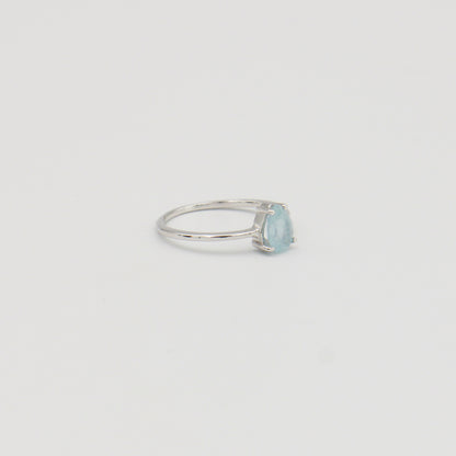 Aquamarine Dainty Pear Sterling Ring Sz 6