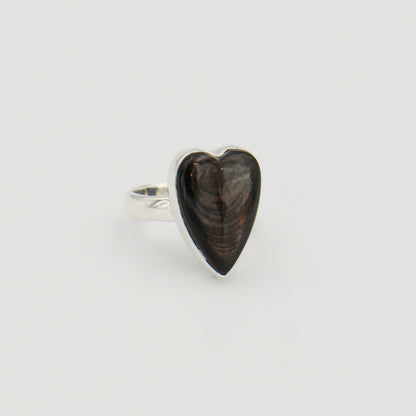 Hypersthene Heart Sterling Ring Sz 7
