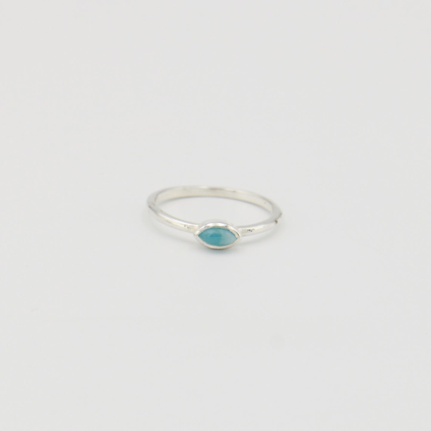 Larimar Dainty Marquis Sterling Ring Sz 9