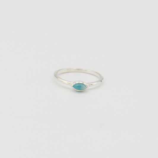 Larimar Dainty Marquis Sterling Ring Sz 9