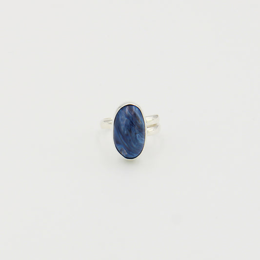 Leland Blue Dk Oval Sterling Ring Adj : 210000021277