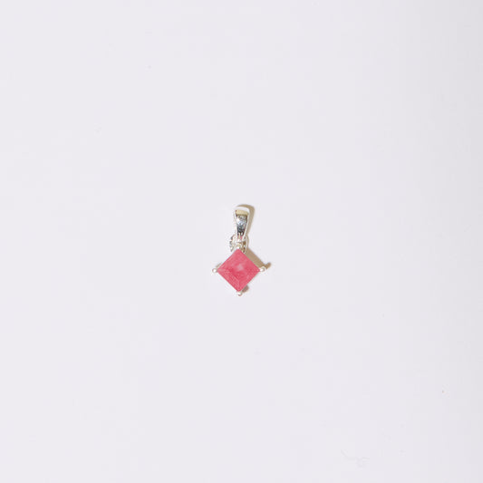 Ruby Dainty Square Sterling Pendant