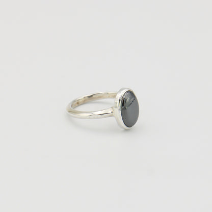 Hematite Oval Sterling Ring Sz 7.5