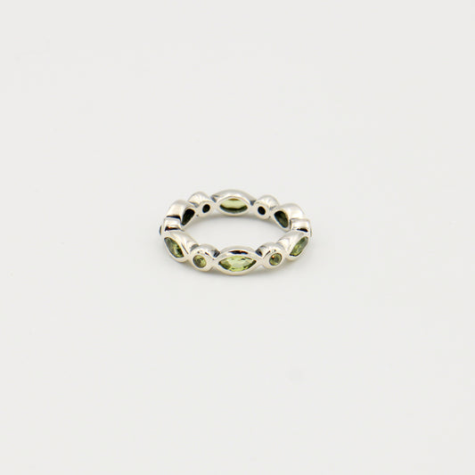 Peridot Marquis Sterling Eternity Band Sz 7
