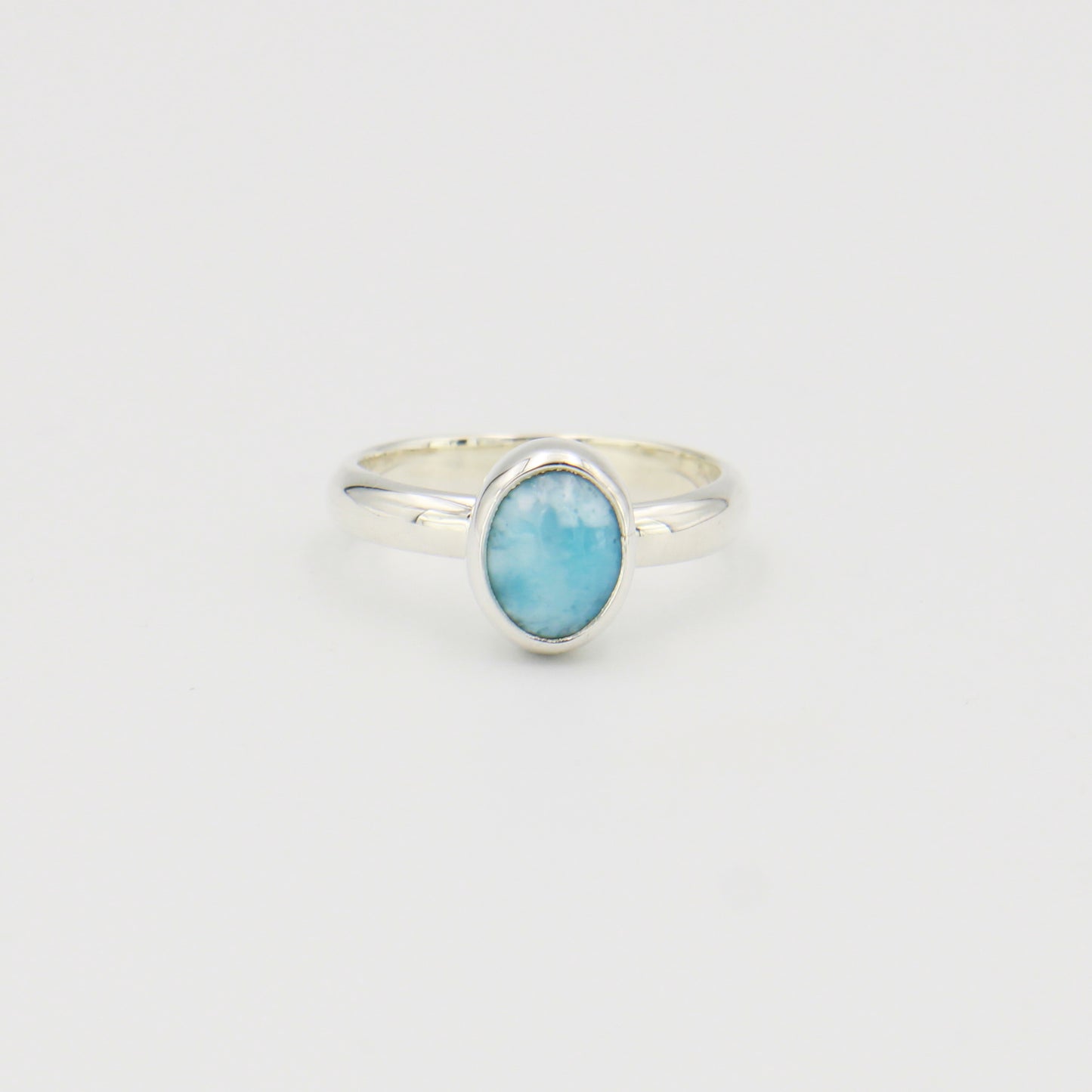 Larimar Small Oval Sterling Ring Sz 7.5
