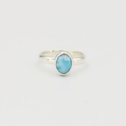 Larimar Small Oval Sterling Ring Sz 7.5