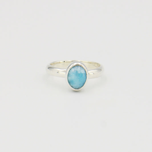 Larimar Small Oval Sterling Ring Sz 7.5