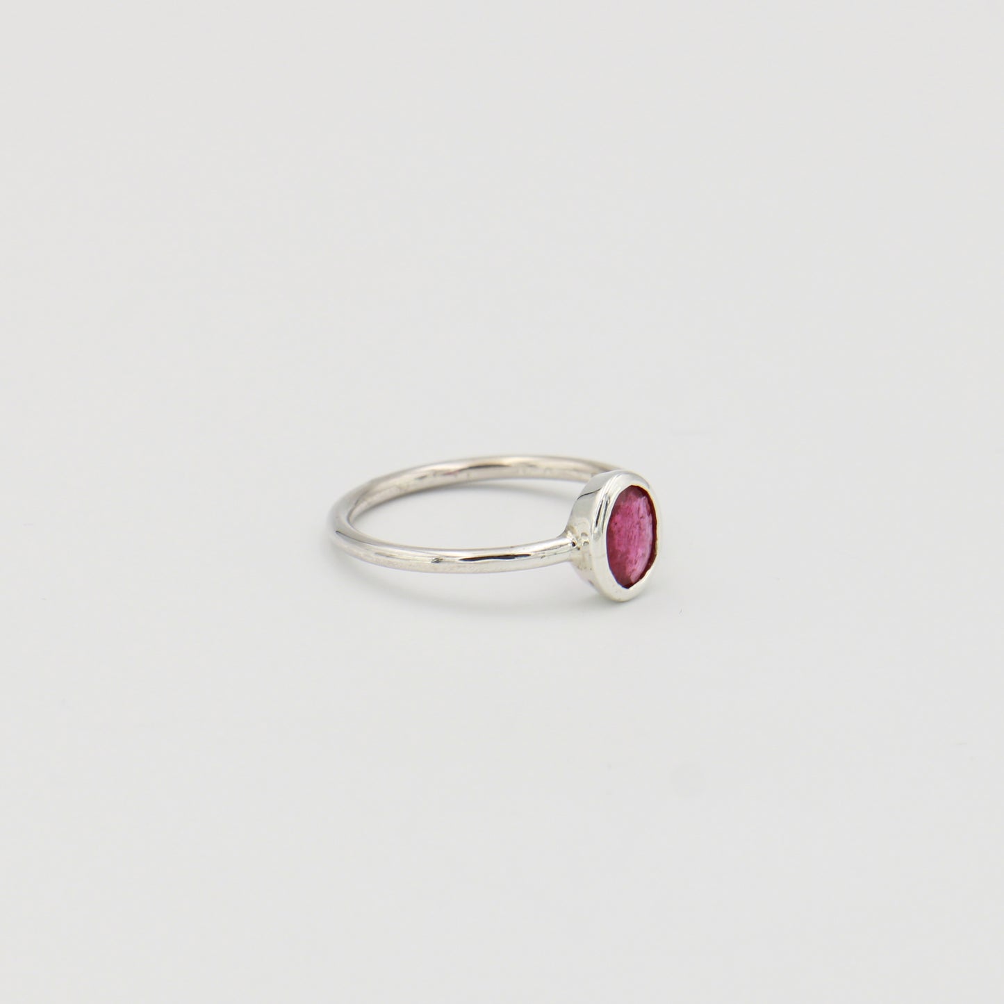 Pink Tourmaline Small Oval Sterling Ring Sz 8