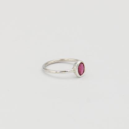 Pink Tourmaline Small Oval Sterling Ring Sz 8