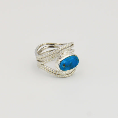 Turquoise Multi Band Sterling Ring 9