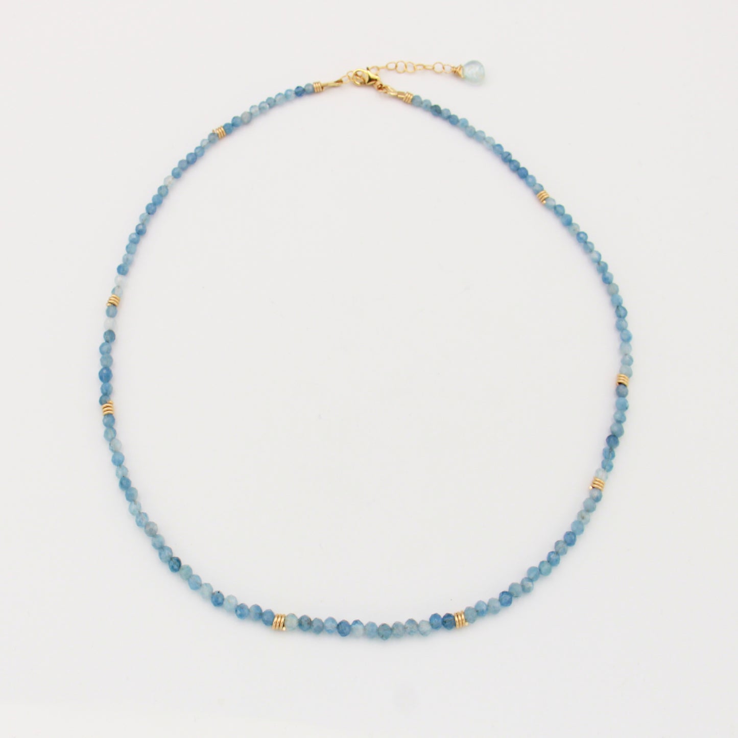 Aquamarine Beaded GF Necklace 16-17.5"