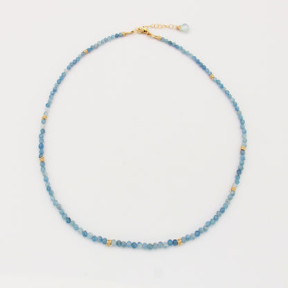 Aquamarine Beaded GF Necklace 16-17.5"