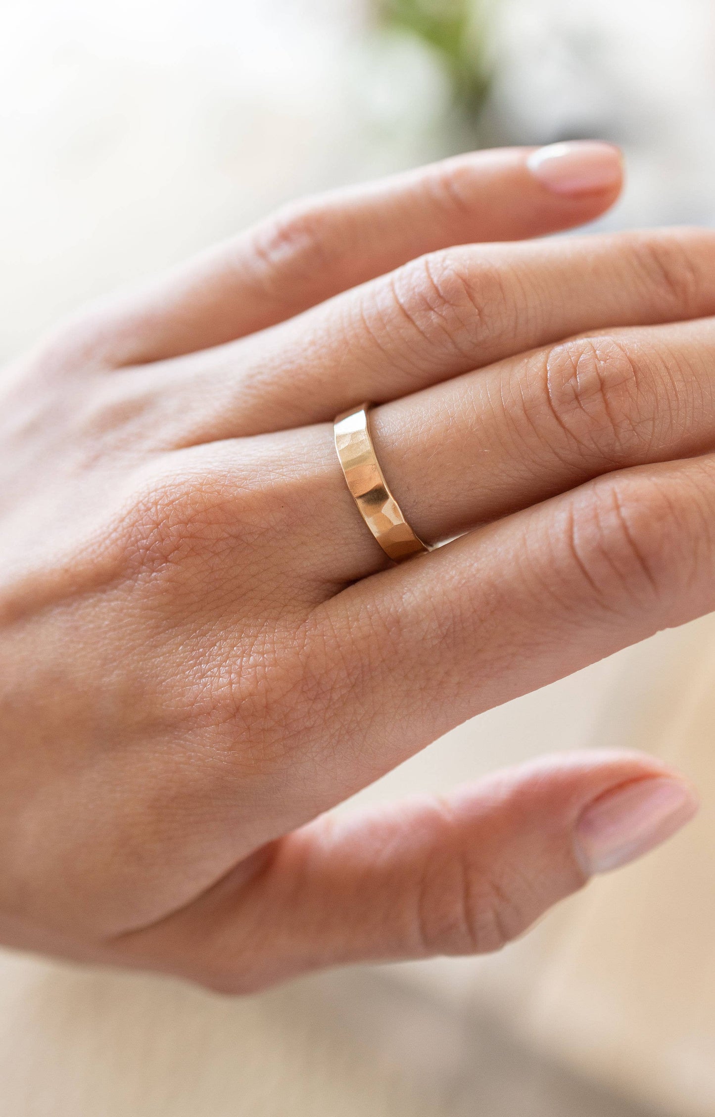 Wide Hammered Gold Filled Ring