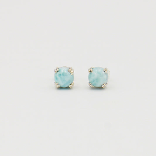 Larimar Sterling Double Prong Studs 7mm